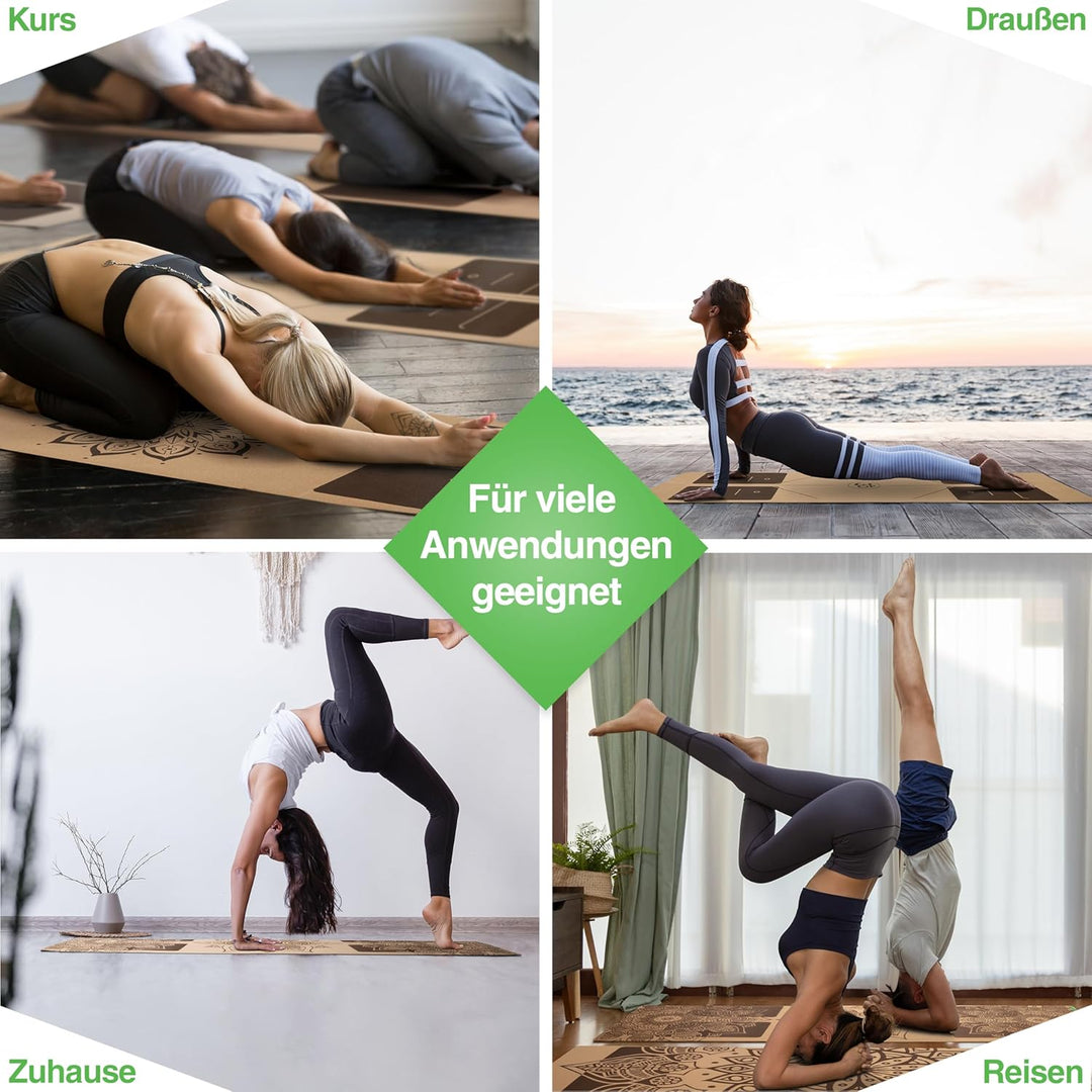 BACKLAXX® Yogamatte Kork mit Naturkautschuk | FAZ Testsieger 04/2026 | Yoga Matte Kork nachhaltig |