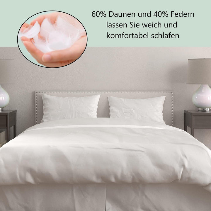 Welt der Träume 2X Daunenkissen | 80x80cm | Füllgewicht: 1380 Gramm | inkl. Kissenbezug aus 100% Bau
