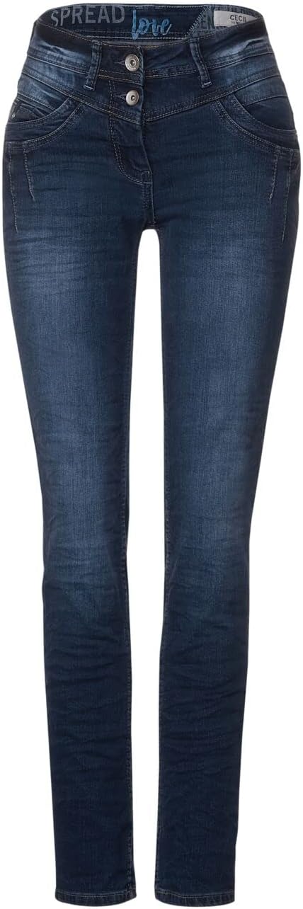 Cecil Damen Jeanshose Loose 27W / 30L Dark Blue Used Wash, 27W / 30L Dark Blue Used Wash