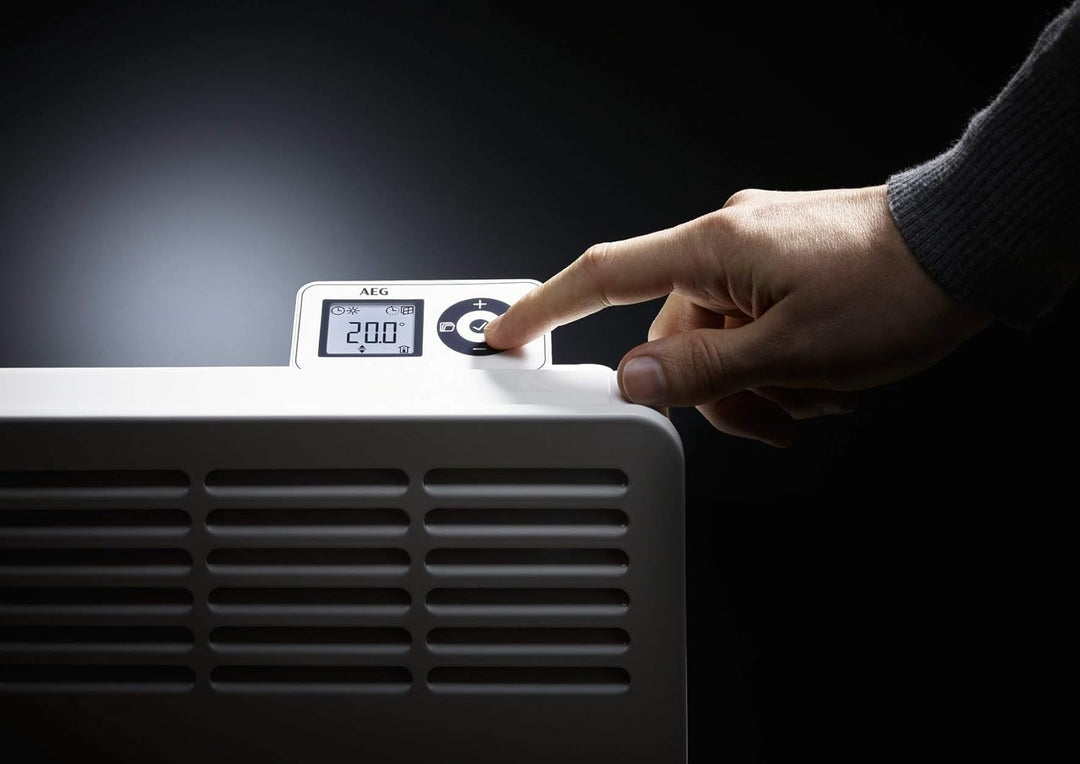 AEG Wandkonvektor WKL 505, Elektroheizung energiesparend, 750 W für ca. 9 m², LCD-Display, Wochenzei