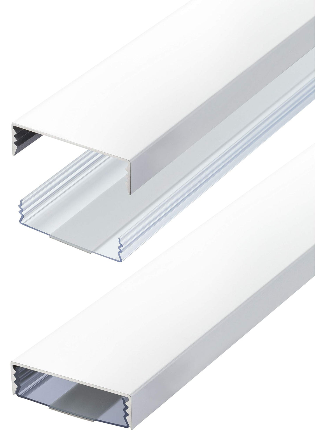 Flacher Design Aluminium Kabelkanal lackiert in Mattweiss RAL9003 selbstklebend 50 mm x 15 mm Alunov