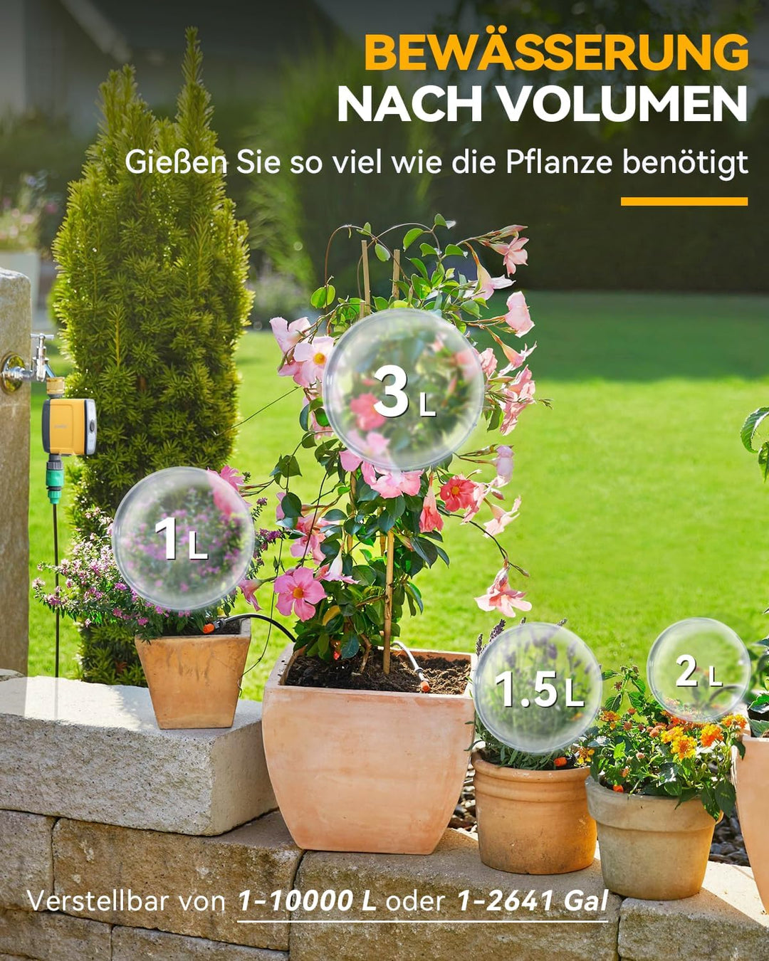 RAINPOINT Bewässerungscomputer WLAN 2,4 GHz mit Messingeinlass, Automatische Garten Bewässerungsuhr
