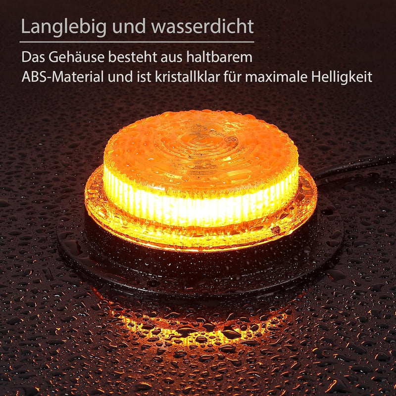 PROZOR Notfall Warnblinklicht 10W 12V/24V Magnetisch Blinkerleuchte 20LEDs 10 Blitzmodi IP67 Wasserd