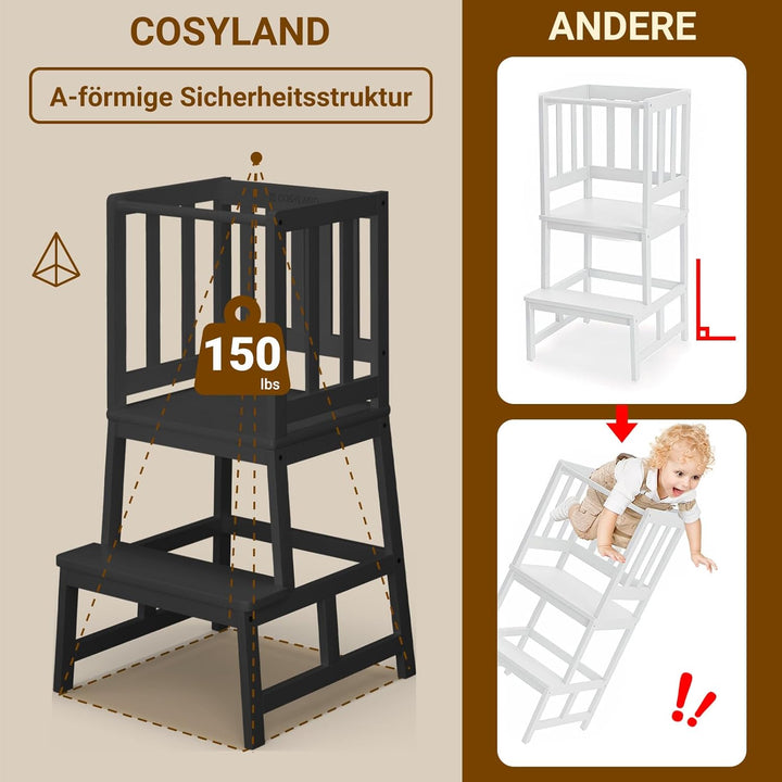 COSYLAND Lernturm ab 1 Jahr – Montessori Learning Tower für Kinder – Sicherer Kinder Lernturm ab 2 J