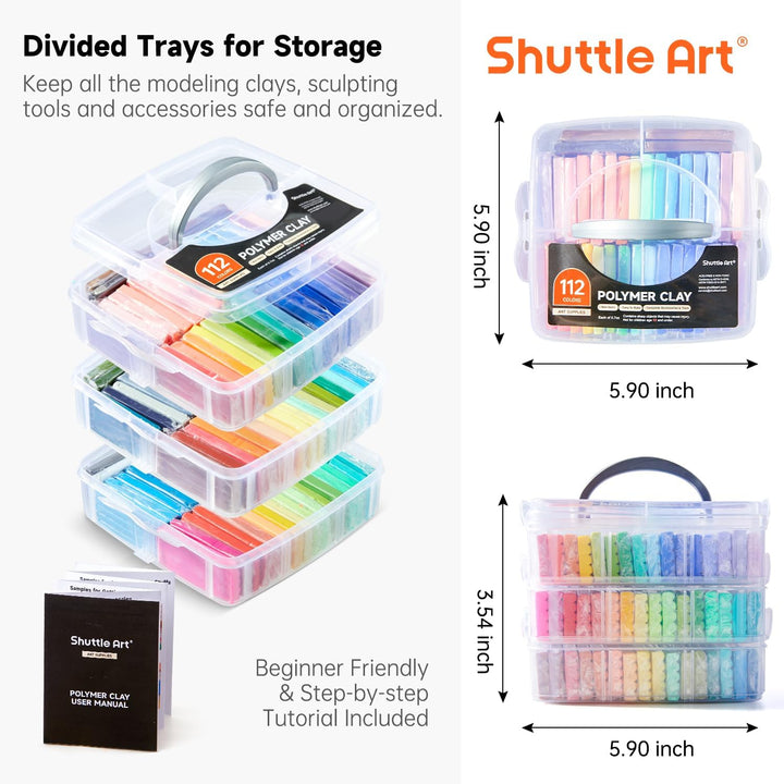 Shuttle Art Polymer Clay Set, 112 Knete Set, Modelliermasse ofenhärtend, Ton mit 112 Farben Backknet