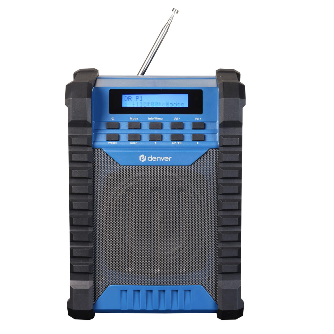 Denver WRD-60 Baustellenradio mit DAB+ / DAB/FM & Bluetooth – Akku Radio mit 2000 mAh - IP54 Staub-