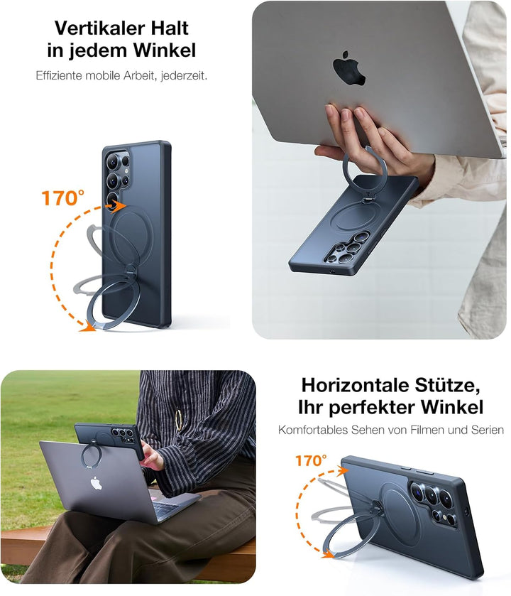 TORRAS Ostand Q3 Spin für Samsung Galaxy S25 Ultra Hülle (360° Magnetischer Robust Standring) TOP Mi
