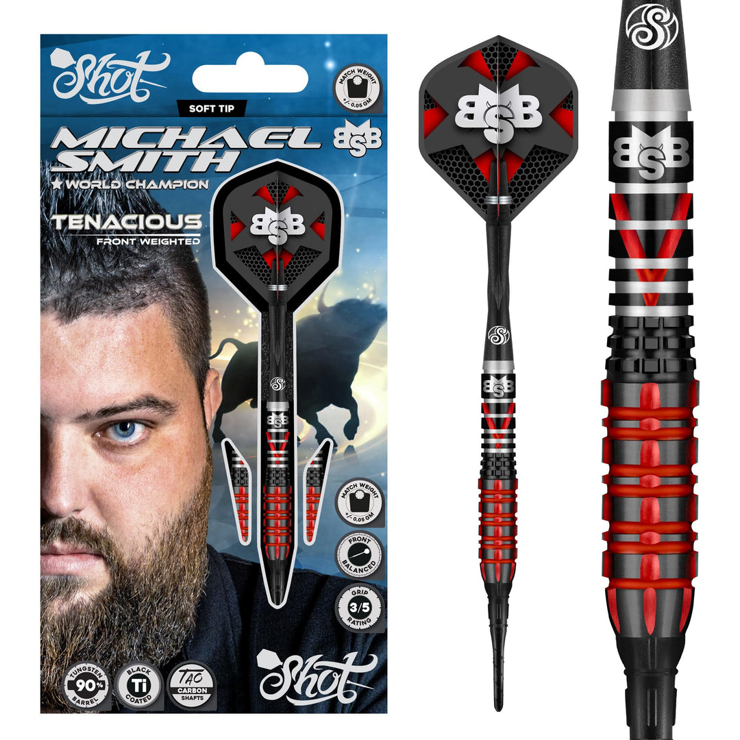Shot Soft Darts Michael Smith Bully Boy Tenacious 90% Tungsten Softtip Darts Softdart Hochwertige Tu