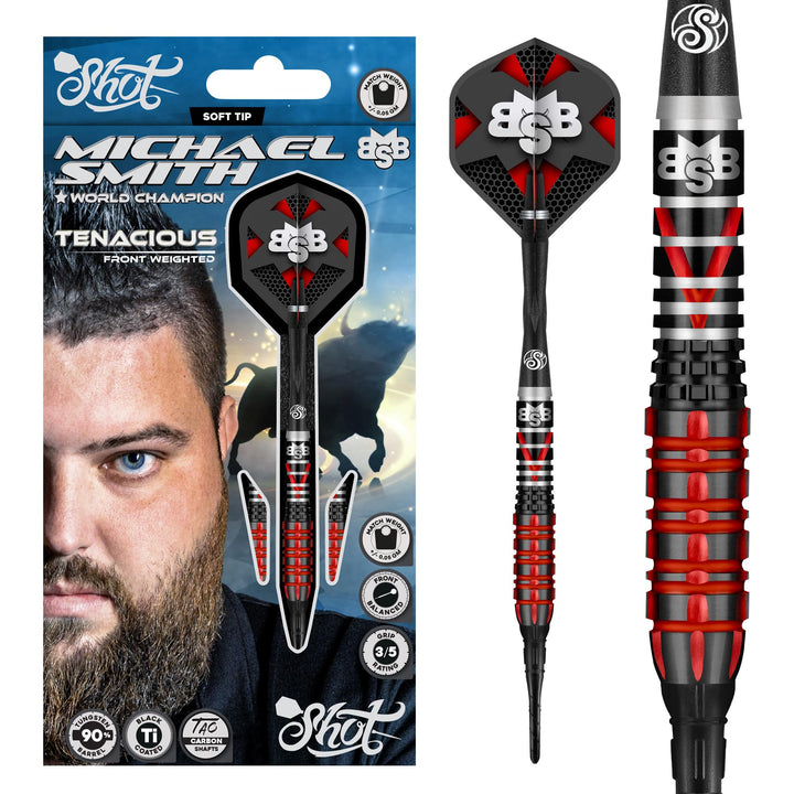 Shot Soft Darts Michael Smith Bully Boy Tenacious 90% Tungsten Softtip Darts Softdart Hochwertige Tu