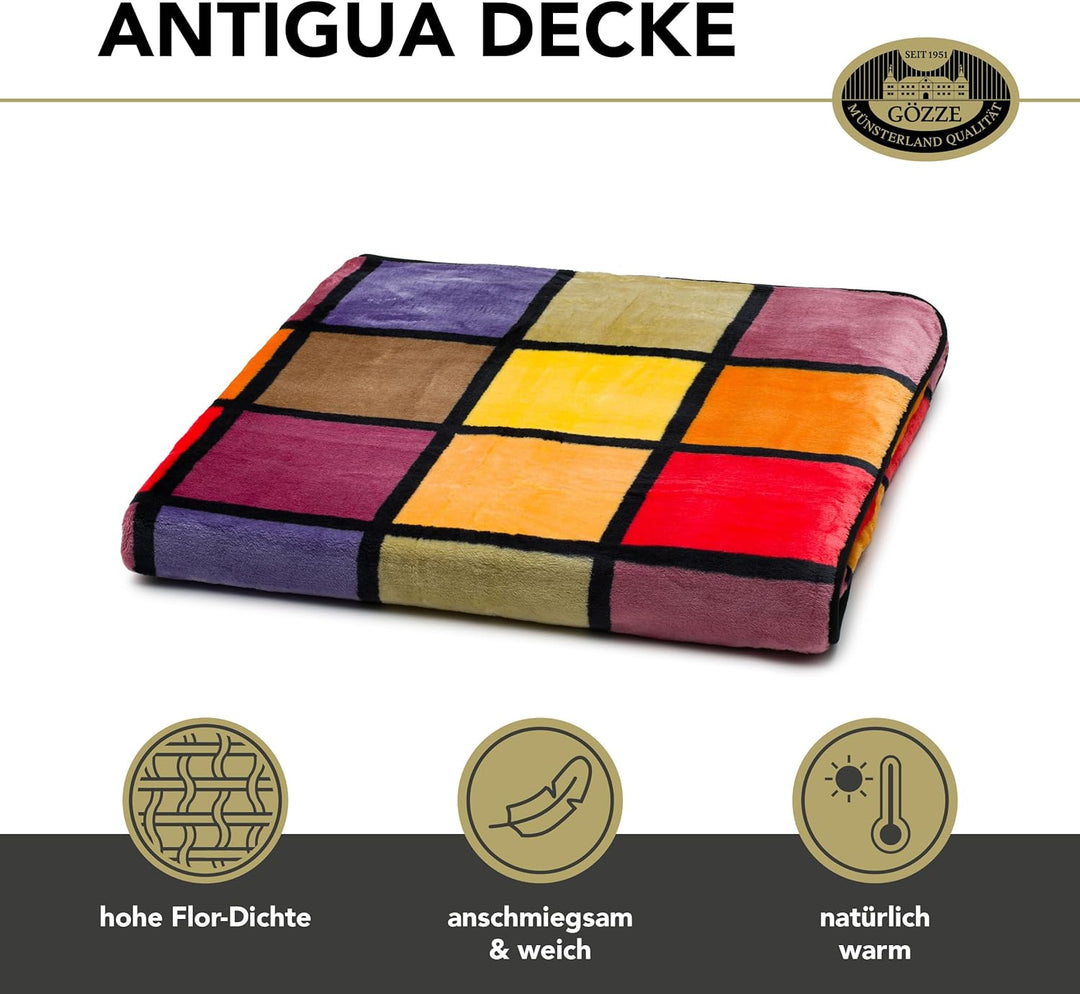 Gözze - Weiche Kuscheldecke, Cashmere Feeling, Hohes Stoffgewicht 500 g/m², Antigua, 150 x 200 cm -