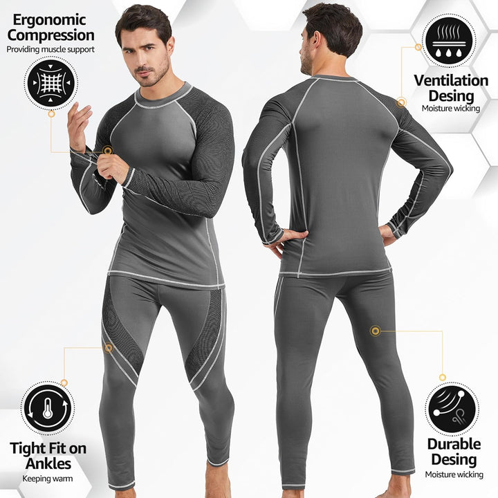 UNIQUEBELLA Thermo Unterwäsche Set, Funktionswäsche Herren Skiunterwäsche Winter Suit Ski Thermo-Unt