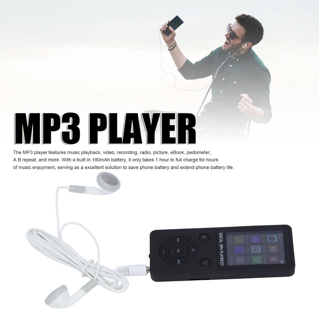 MP3-Player/MP4-Player 64GB Bluetooth 5.0 HiFi MP3 Musik-Player, 1,8-Zoll-LCD-Bildschirm Musikplayer