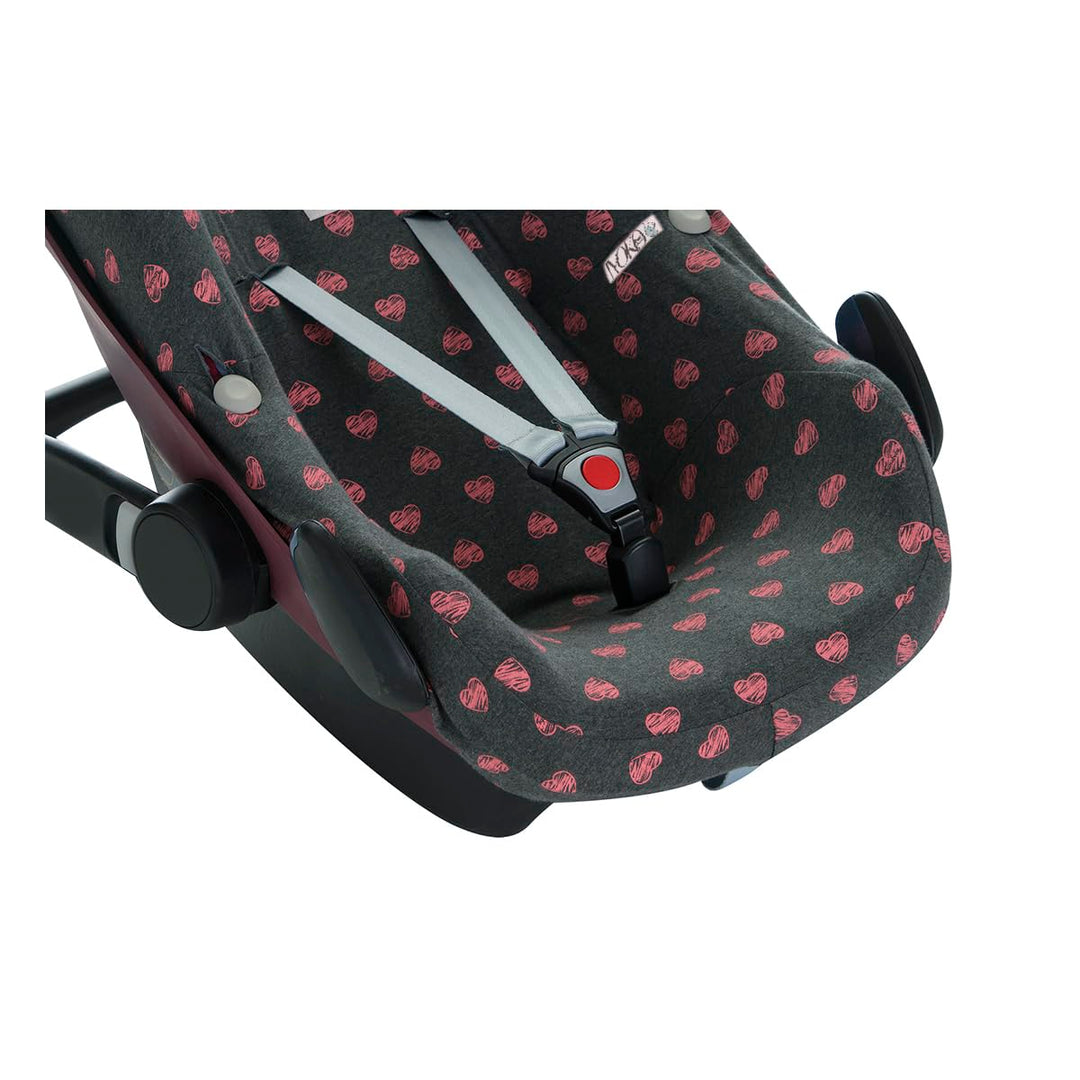 JYOKO KIDS Baumwollbezug für Autositz kompatibel mit Pebble Maxi Cosi, Bebe Confort (Fluor Heart), F