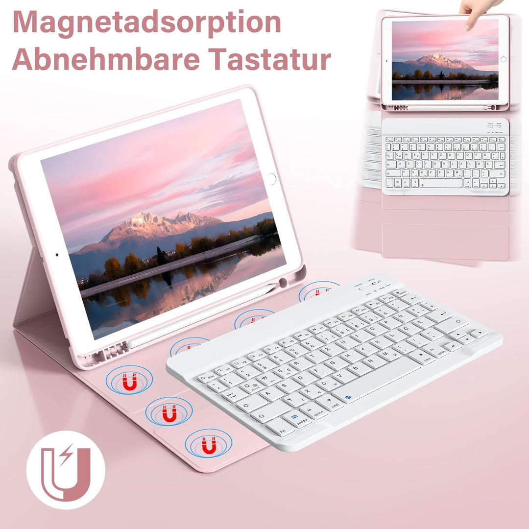 Tastatur Hülle für iPad 10.2 Zoll (9./8./7. Generation - 2021/2020/2019), Soft TPU Rückseite Gehäuse