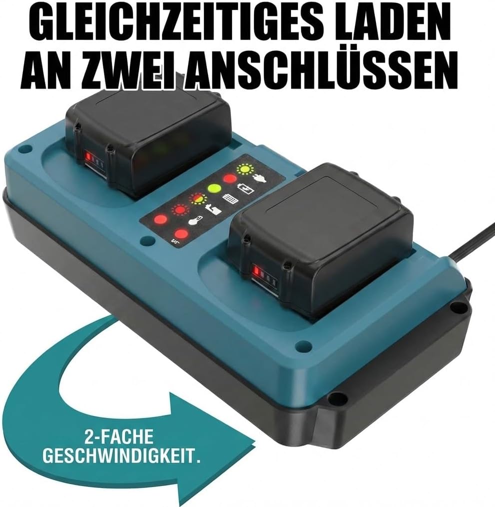DC18RD Doppelladegerät Kompatibel mit Makita 18V 14,4V Akku, 2-Fach Ersatz für Makita Ladegerät BL18