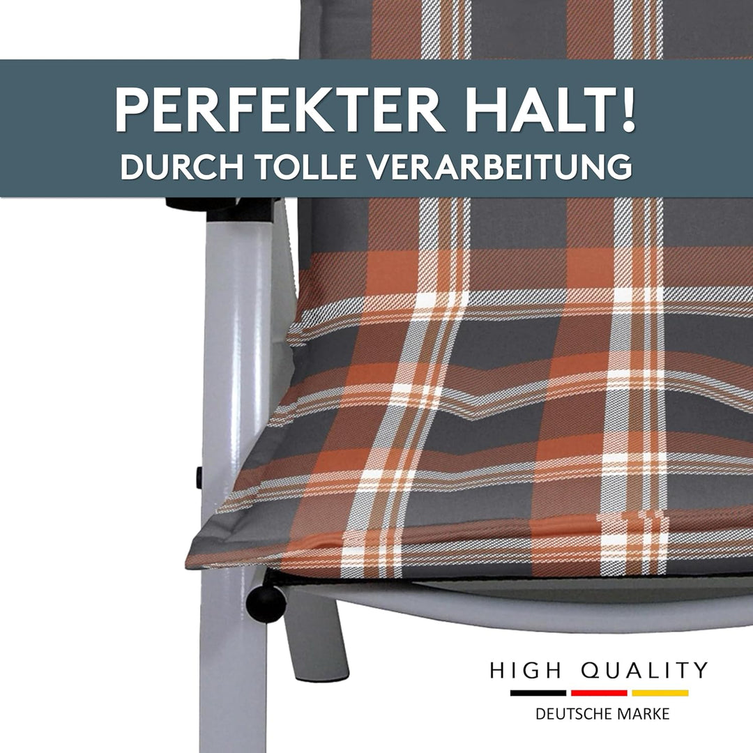 LILENO HOME Gartenstuhl Auflagen als [1er Set - Hochlehner] in Karo Rot - Bequeme Liegen als Sitzauf