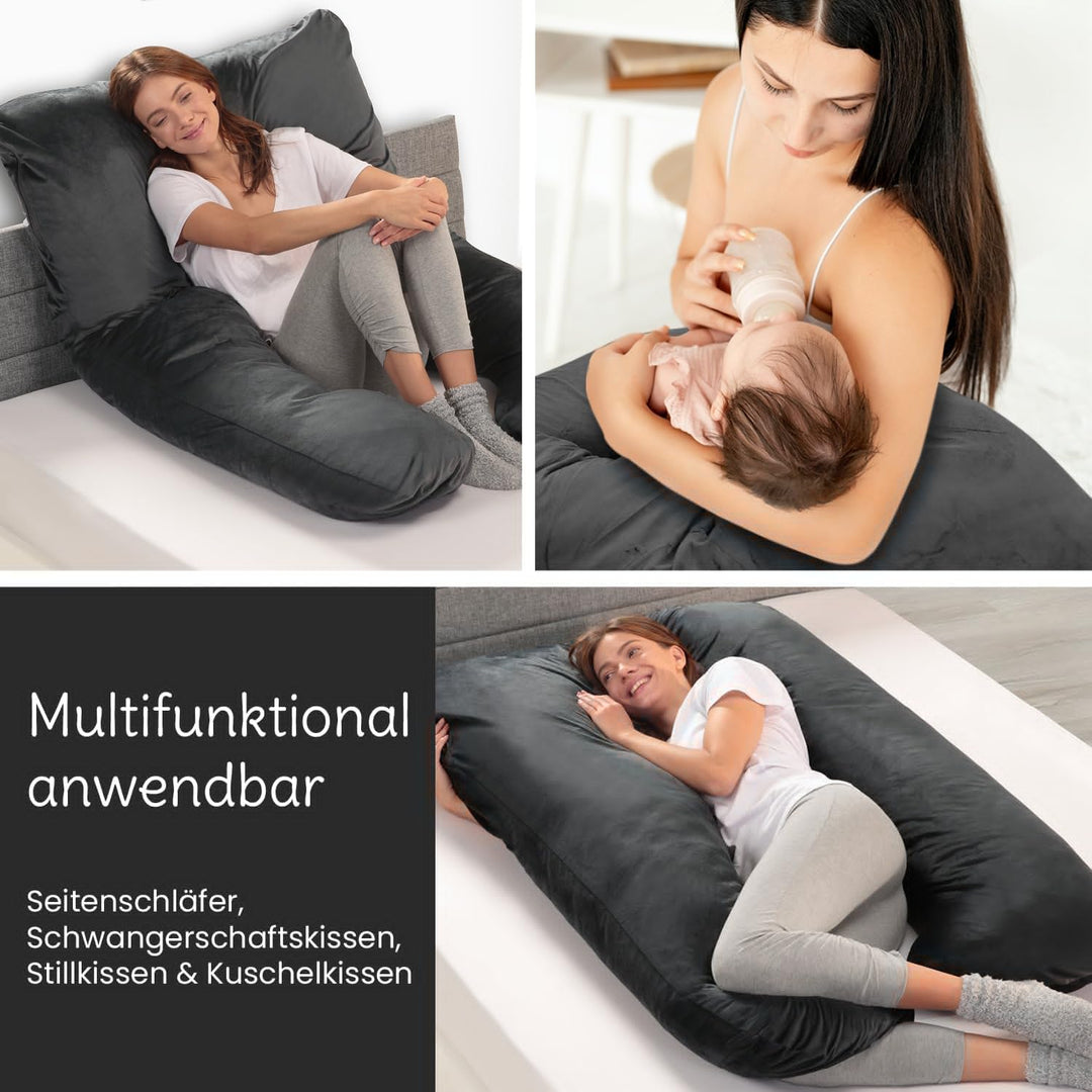 maxVitalis Schwangerschaftskissen in ergonomischer U Form, Stilkissen mit abnehmbarem und waschbarem