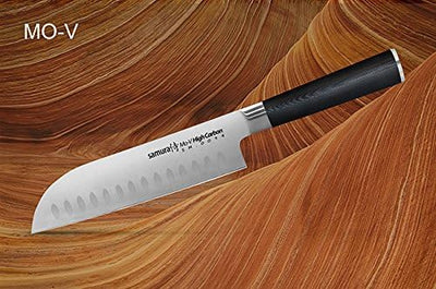 SAMURA MO-V Profi Santokumesser Ultra-scharf, gross, aus japanisch AUS 8 Edelstahl, 18 cm Klinge, mi