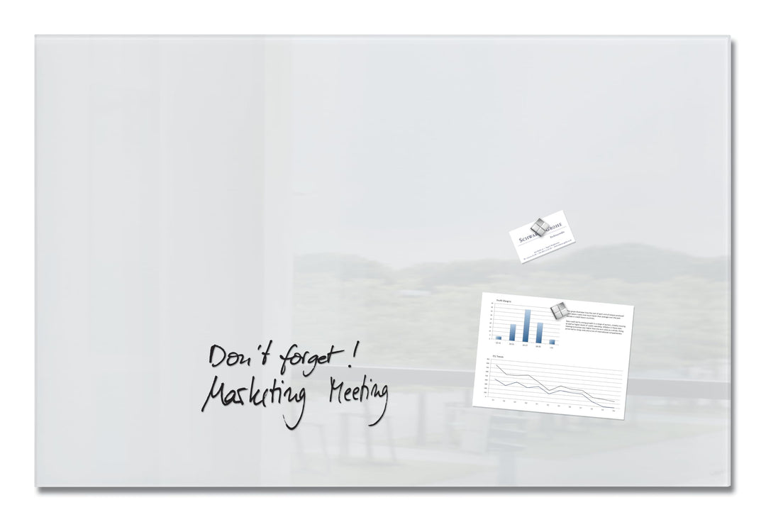 SIGEL GL141 Premium Glas-Whiteboard 100x65 cm super-weiss hochglänzend, TÜV geprüft, einfache Montag