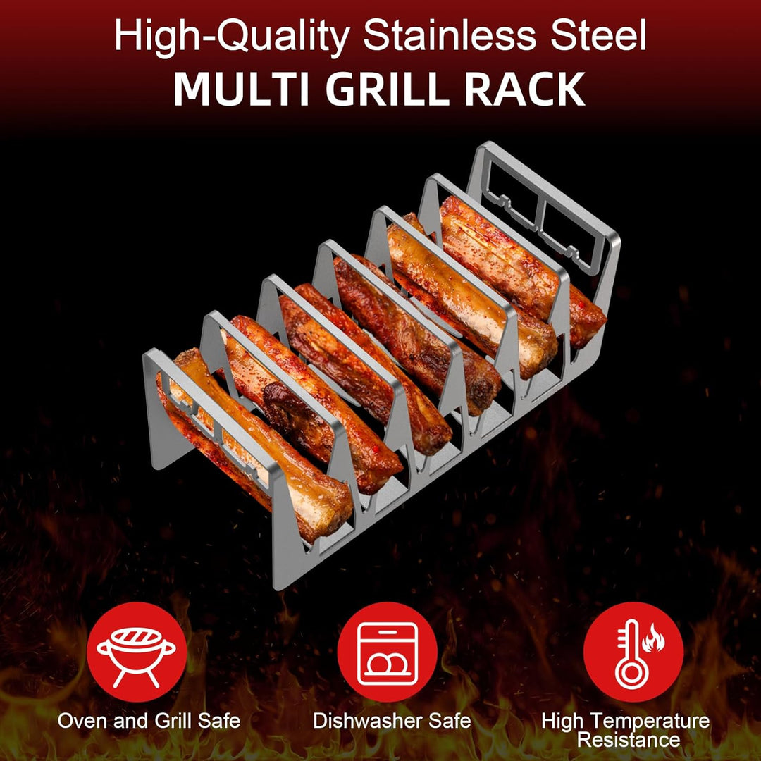 Spareribs Halter Grill, Hähnchenschenkel Halter, Grill Zubehör aus Edelstahl, Ganz einfach indirekt