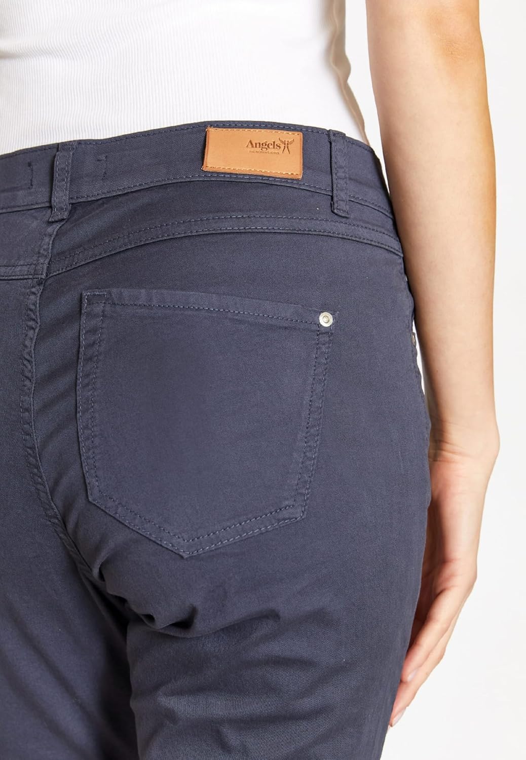 ANGELS Slim Fit Jeans 5-Pocket-Hose Capri TU mit Label-Applikationen 34 Dunkelblau, 34 Dunkelblau