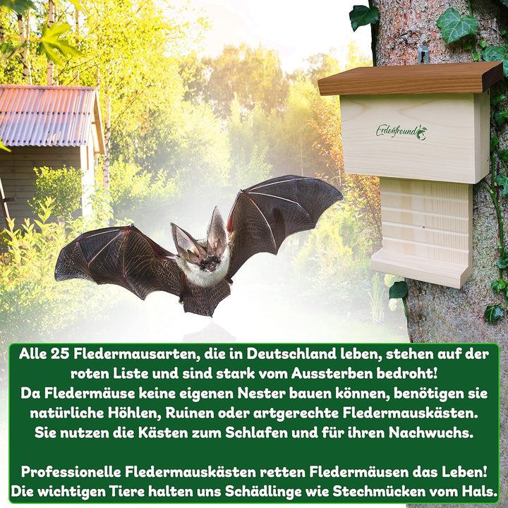 ERDENFREUND® Fledermauskasten handverschraubt gehandicapte Menschen aus der Pfalz - 2 cm FSC-Massivh