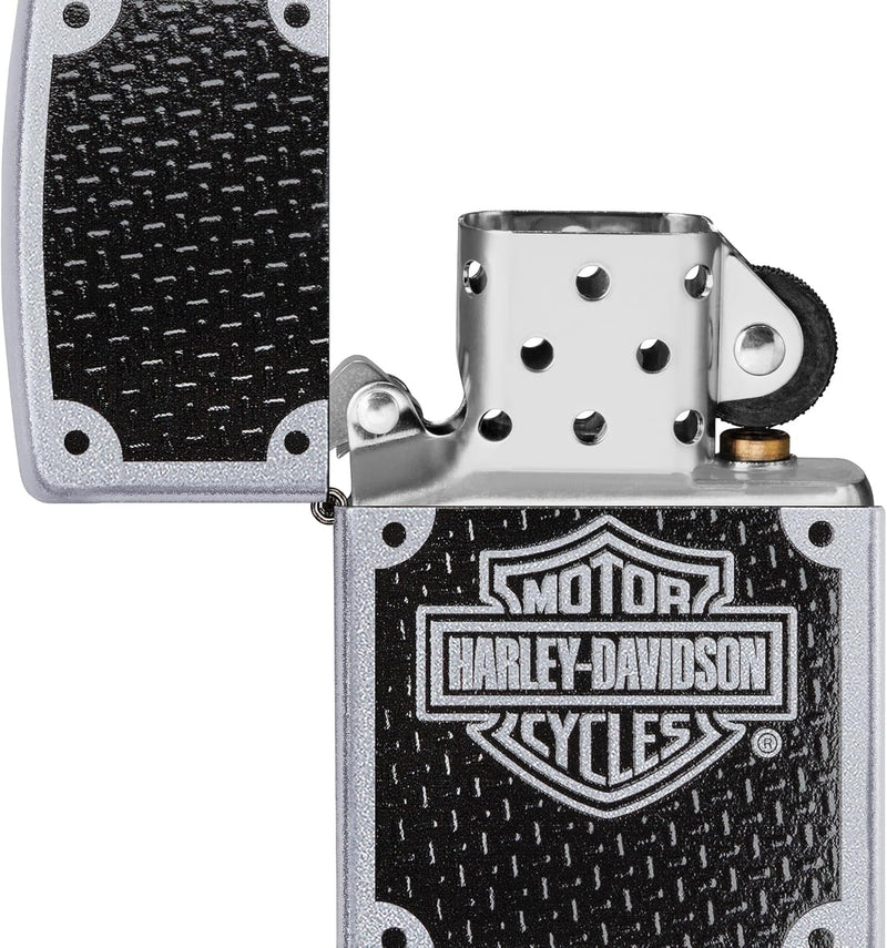 Zippo 24025 Feuerzeug 60001201 H-D Carbon Fibre Benzinfeuerzeug,Messing,SatinChrome,1x3,5x5,5cm