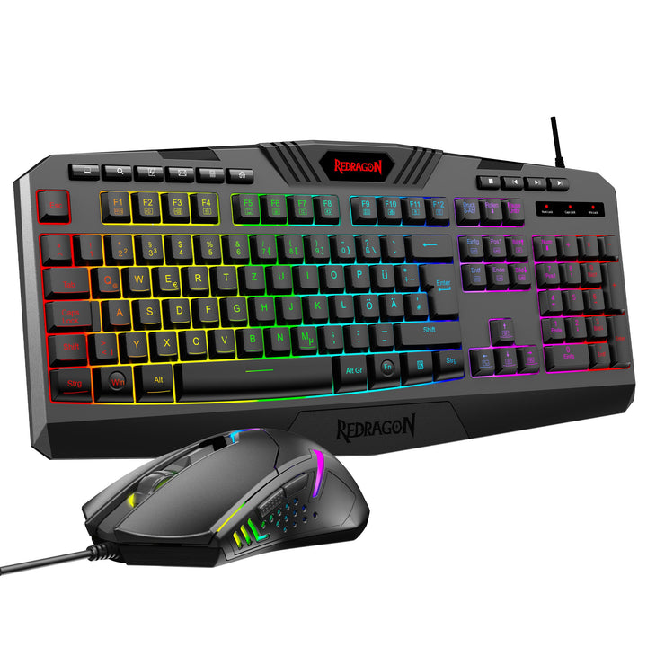 Redragon S101 Gaming Tastatur und Maus Set, QWERTZ DE-Layout, RGB Hintergrundbeleuchtung Beleuchtete