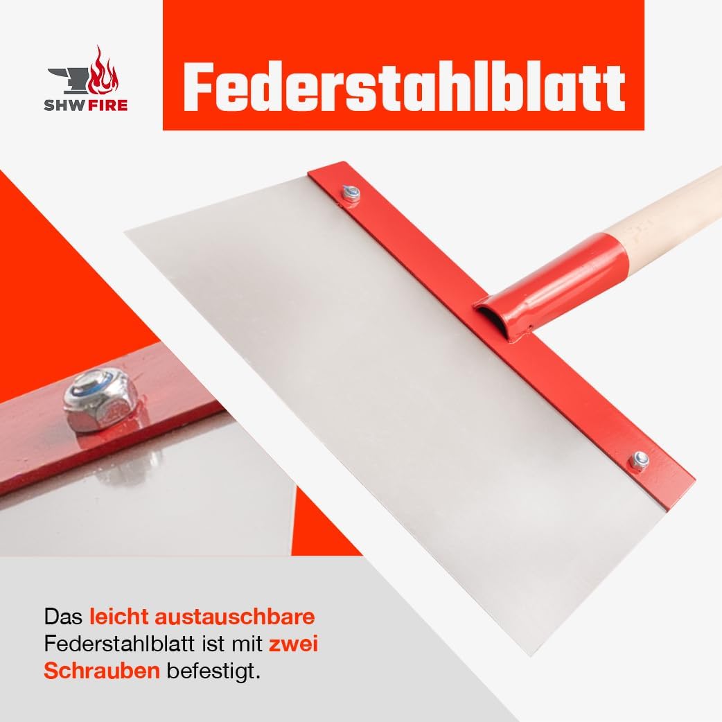 Stossscharre Hochwertig 300mm mit 130cm Stiel von SHW-FIRE, Scharre