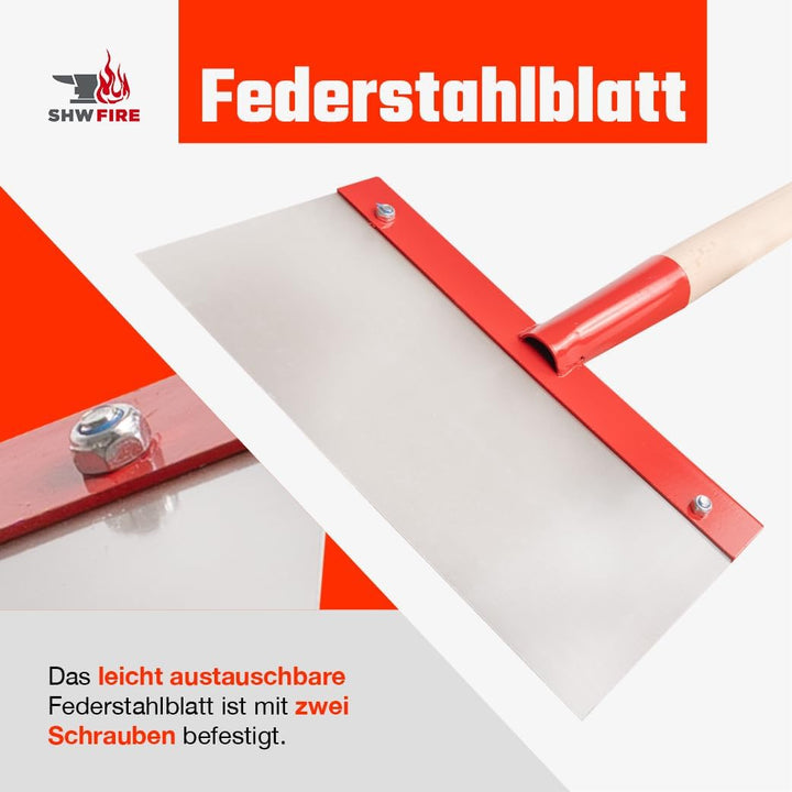 Stossscharre Hochwertig 300mm mit 130cm Stiel von SHW-FIRE, Scharre
