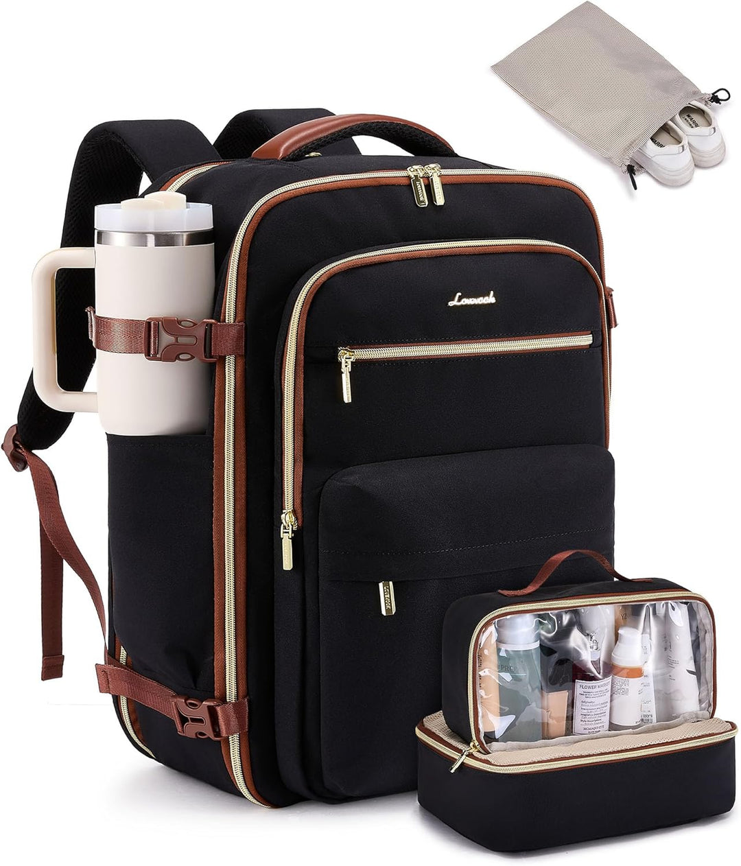 LOVEVOOK Handgepäck Rucksack Flugzeug, 40L Gross Reiserucksack Damen Herren Travel Backpack für 17,3