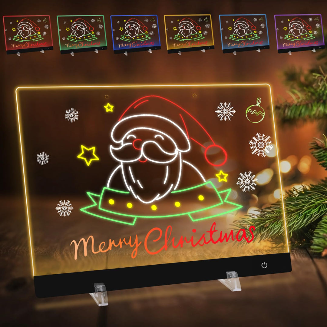 LED Notiztafel mit Farben, LED Schreibtafel mit 6 Farben & 5 Modi, 30x20cm Acryl Notiztafel, Maltafe