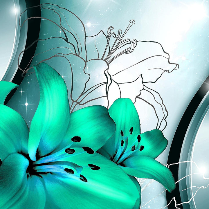 Runa Art Wandbilder Blumen Lilien 5 Teilig Bild auf Vlies Leinwand Deko Wohnzimmer Abstrakt Grün Sch