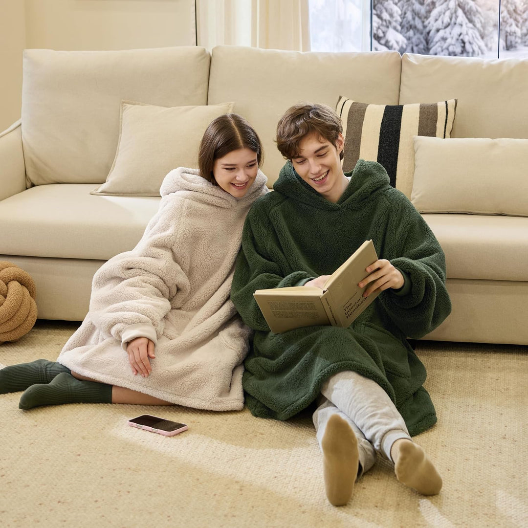 BEDSURE Hoodie Decke mit Ärmeln - Kuschelpullover als Geschenke für Männer - Übergrosser Tragbare De