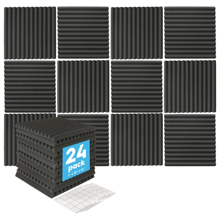 Harbour Housewares Akustikpaneele aus Schaumstoff mit doppelseitigem Klebeband, 2,5 x 30 x 30 cm, 24
