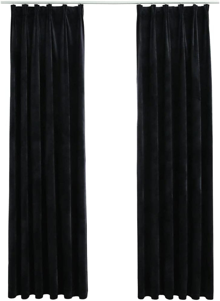 WIFESE 2 Stück Verdunkelungsvorhänge mit Haken 140x225 cm Samt Schwarz Vorhang Blickdicht Gardine Cu
