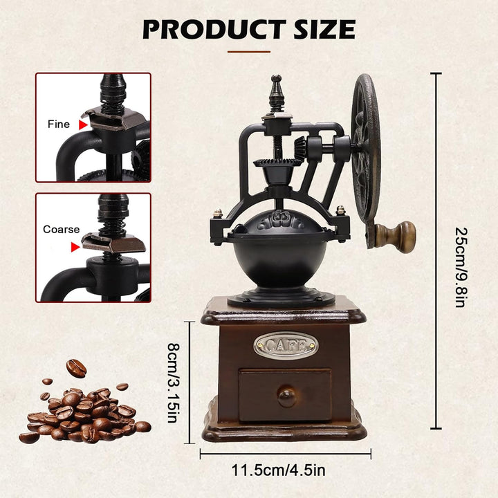 Manuelle Kaffeemühle, Vintage-Stil Hölzerne Handkaffeemühle, Tragbare Handmühle Mit Einstellungen &