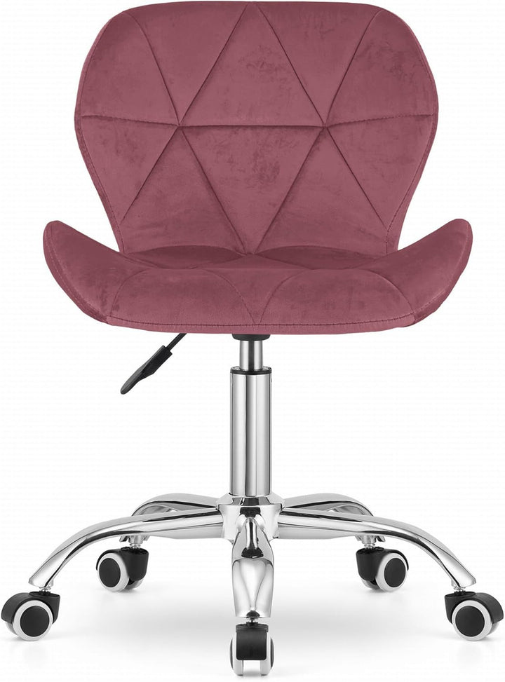 NMK HOME Drehstuhl mit Rollen - Höhenverstellbar Polsterstuhl - Home Office Samt Stuhl mit Geometris