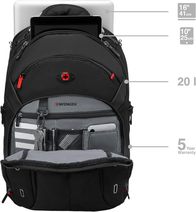 WENGER Gigabyte Laptop-Rucksack für MacBook Pro 15 Zoll, Fach für iPad, Organizer, 17 l, Damen Herre