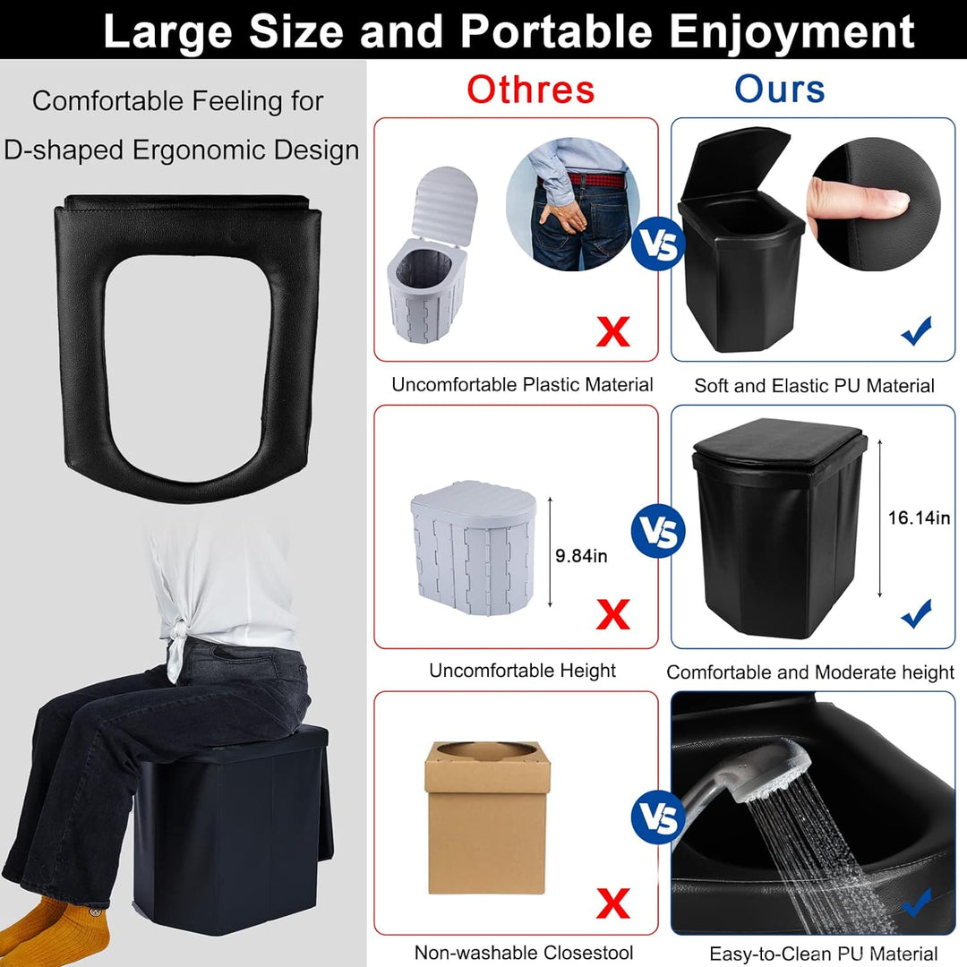 TOONGEEN Campingtoilette Faltbar, Mobile Camping Toilette WC Klo Klapptoilette für Unterwegs, Notfal