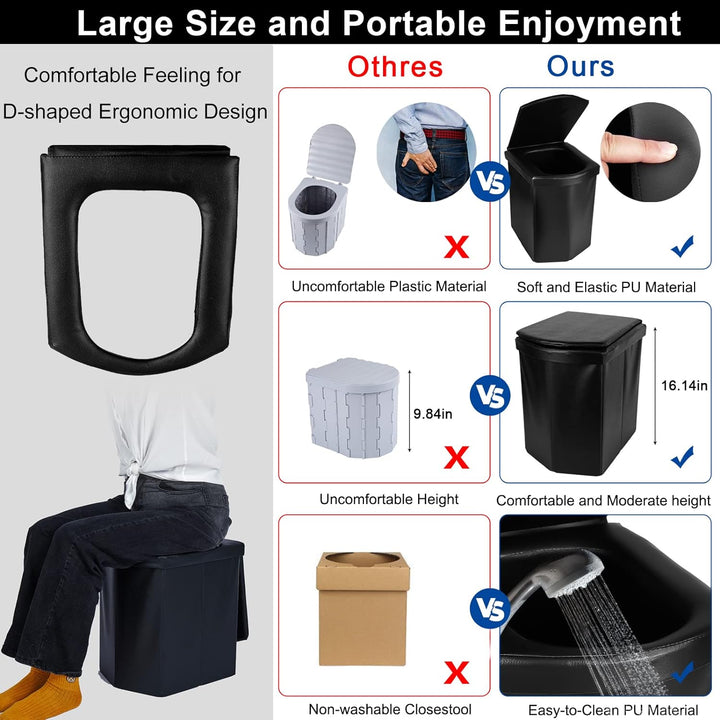 TOONGEEN Campingtoilette Faltbar, Mobile Camping Toilette WC Klo Klapptoilette für Unterwegs, Notfal