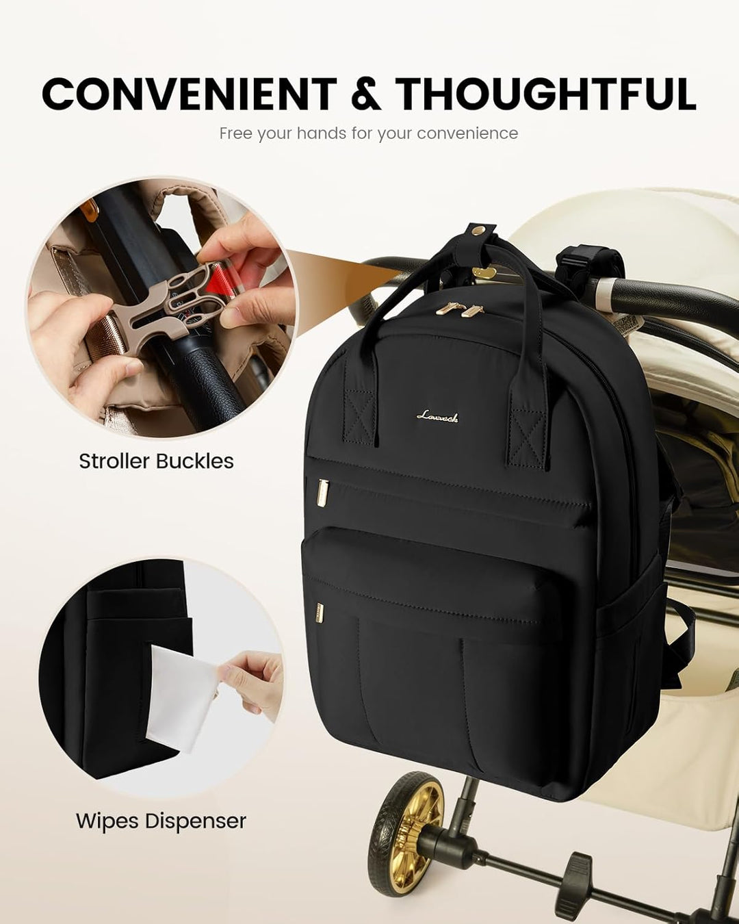 LOVEVOOK Wickelrucksack Baby Wickeltasche Rucksack mit Wickelunterlage Lässig Diaper Bag mit Kinderw