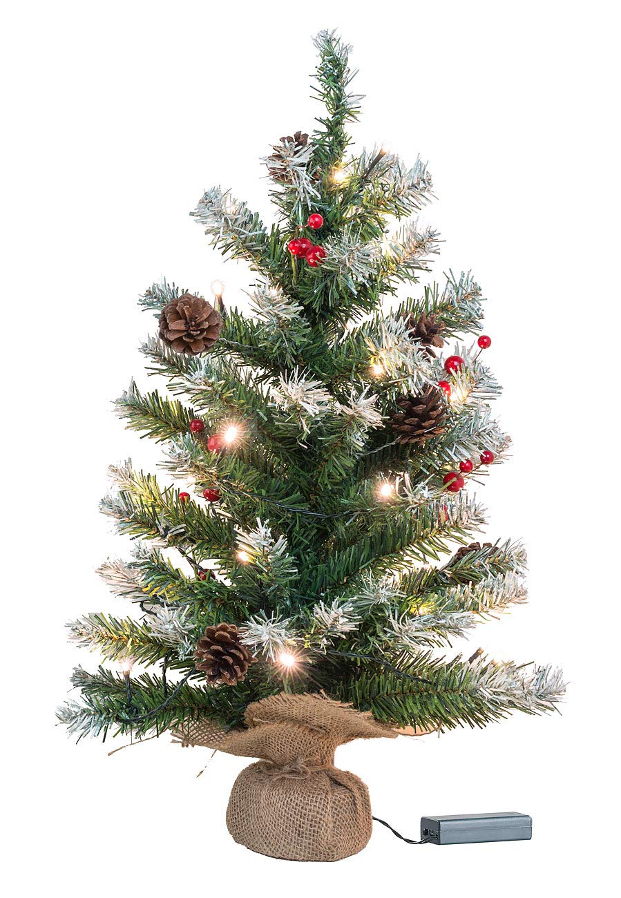 Britesta Weihnachtsbaum klein: Deko-Weihnachtsbaum mit 30 LEDs, Pinienzapfen und Eibenbeeren, 60 cm