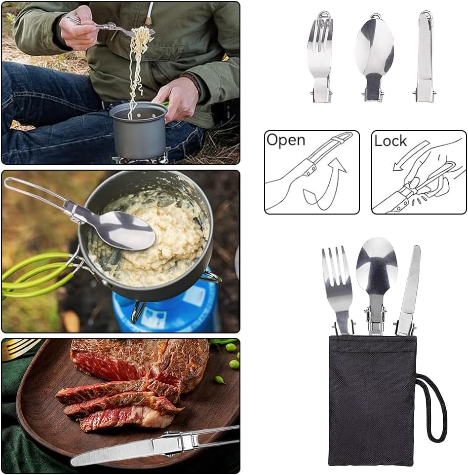 Udbrud Camping Kochgeschirr Set, Tragbar Camping Geschirr Set Ultraleicht Camping Topf Pfanne Set kl