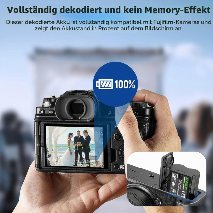 NEEWER NP-W235 Kamera Akkuladegerät Set, Doppel Steckplatz USB Ladegerät mit LCD, 2er Pack 2400mAh E