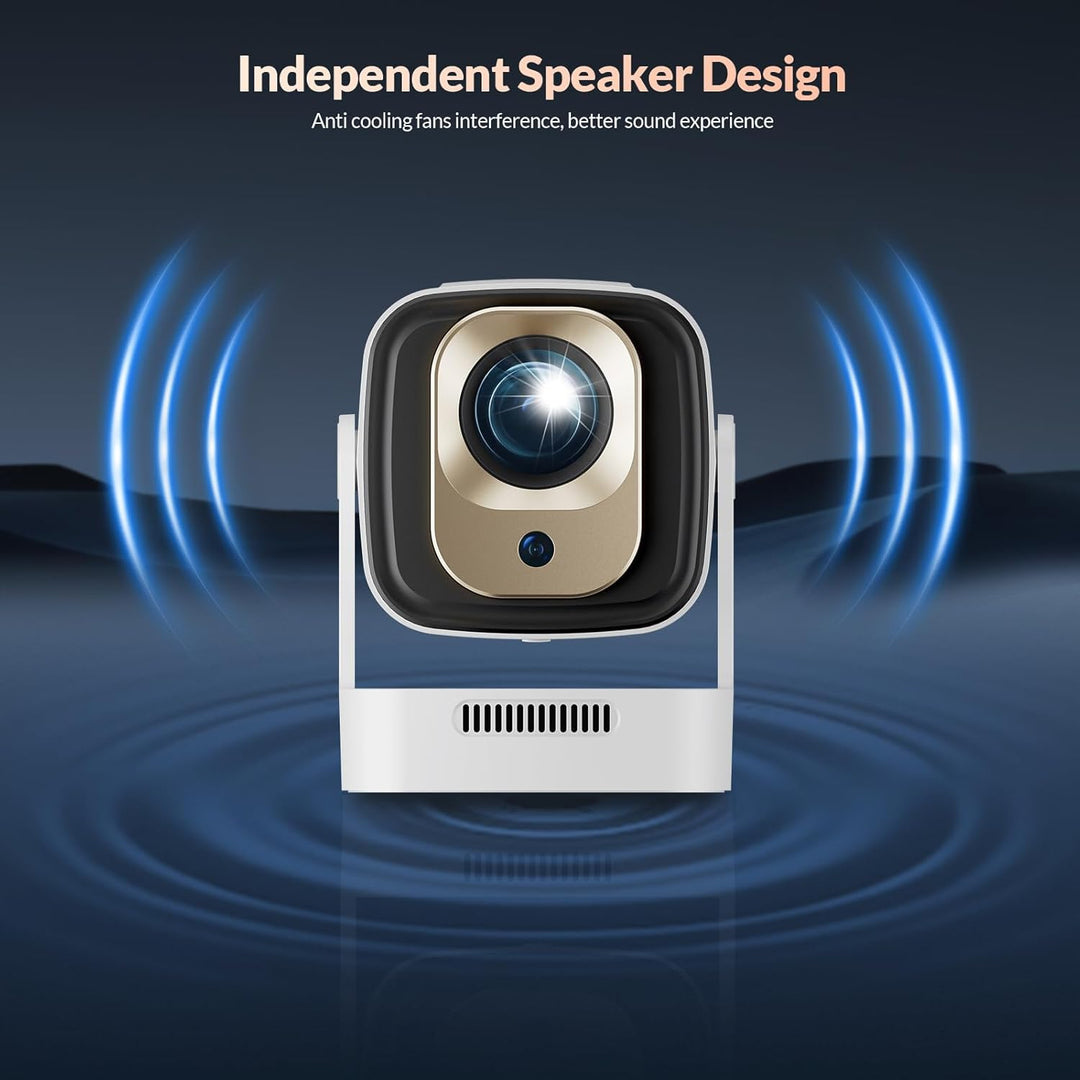 Smart Mini Beamer Mini tragbarer Projektor 1080P mit WiFi & Bluetooth, Mini Beamer 4k mit 180°Dreh T