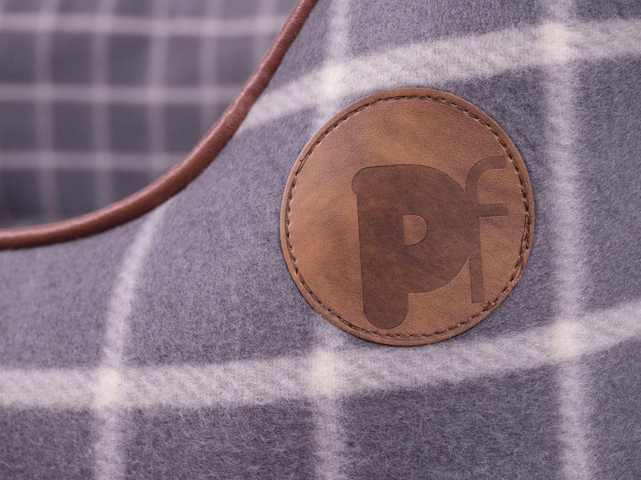 Petface Graues Körbchen aus Fleece mit Karos, rechteckig, L Graues L, Graues L