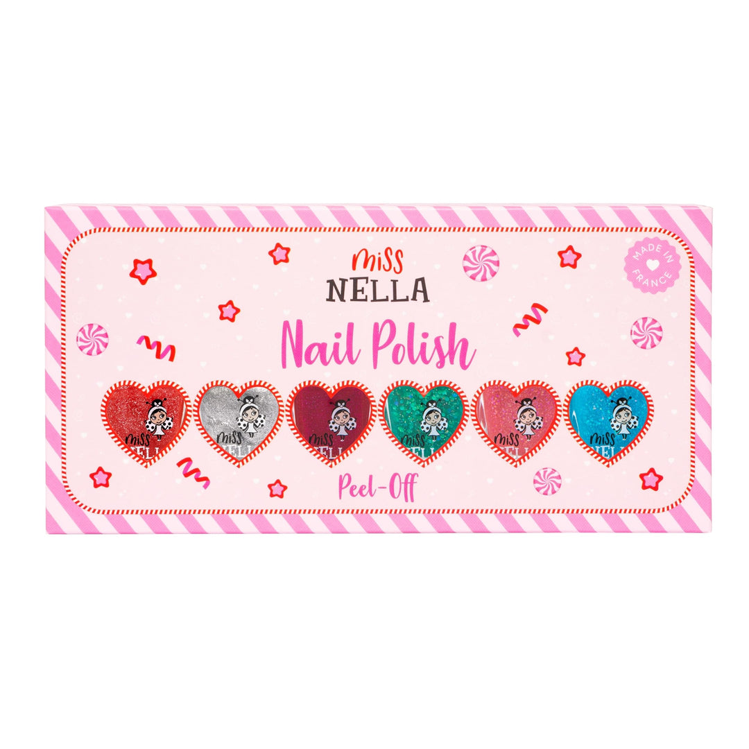 Miss Nella Weihnachtsglitter Special Glitzer - 6er Pack Kinder Nagellack mit Peel-off-Formel auf Was