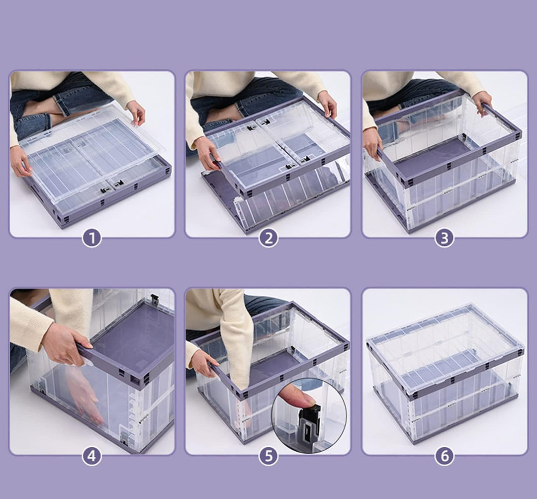 TUKA-i-AKUT Faltbare Aufbewahrungsboxen mit Deckel, Stapelbar Faltbar, Stabile Stapelkisten m Handgr