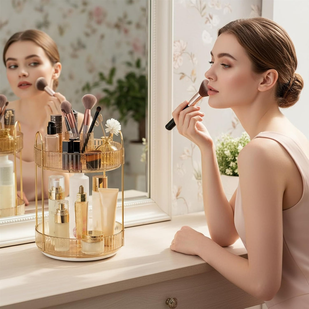 SHANNA Make Up Kosmetik Organizer: 2-stufiger 360° Drehbarer Kosmetik-Parfümständer, Toilettenartike